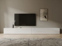 Meuble tv-hifi KINGSTON 2 portes battantes 280 cm blanc/blanc brillant