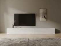 Meuble tv-hifi KINGSTON 2 portes battantes 245 cm blanc/blanc brillant