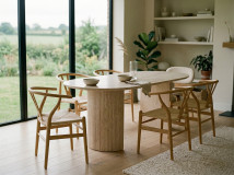 Table repas ovale LARUSSO 200 cm travertin