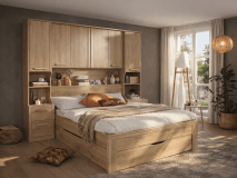 Lit pont RIGA 140x200 cm sonoma avec tiroirs