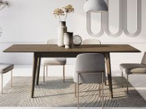 Table repas extensible PLOTY 145 > 220 cm chêne foncé