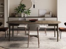 Table repas extensible PLOTY 120 > 240 cm chêne foncé