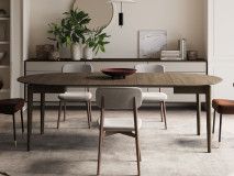 Table repas extensible PLOTY 90 > 210 cm chêne foncé