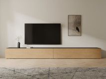 Meuble tv-hifi KINGSTON 2 portes battantes 210 cm chêne noir/chêne