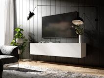 Meuble tv-hifi KINGSTON 1 porte battante 140 cm blanc mat