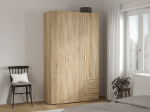 Armoire SPACIO 3 portes 3 tiroirs chêne