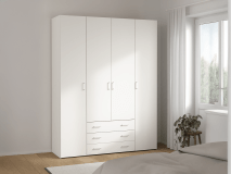 Armoire SPACIO 4 portes 3 tiroirs blanc