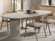 Table repas ovale DURDEN 230 cm blanc cementex