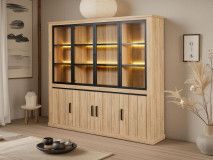 Vaisselier TIBOR 4 portes vitrées 4 portes pleines chêne français