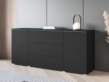 Buffet/bahut VITTORIO 2 portes 3 tiroirs graphite 