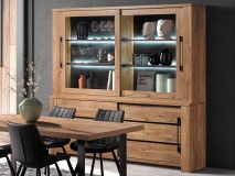 Vaisselier OTTIZ 4 portes coulissantes chêne scarlet