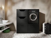 Meuble WASHING 1 machine avec armoire linge MEDIUM noir