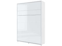Lit mural escamotable CONCEPTION PRO 140x200 cm blanc/blanc brillant (vertical)