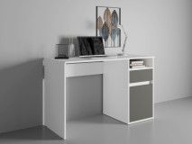 Bureau BIDOU 1 porte 1 tiroir blanc/graphite