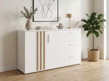 Commode GONZOLA 2 portes 3 tiroirs blanc