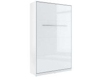 Lit mural escamotable CONCEPTION 120x200 cm blanc/blanc brillant (vertical)