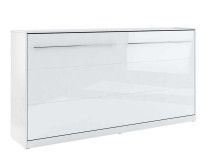 Lit mural escamotable CONCEPTION 90x200 cm blanc/blanc brillant (horizontal) avec matelas