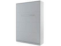 Lit mural escamotable CONCEPTION 140x200 cm gris mat (vertical) avec matelas