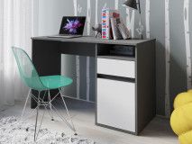 Bureau BIDOU 1 porte 1 tiroir graphite/blanc