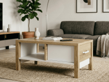 Table basse OLIANNE 90 cm chêne naturel/blanc