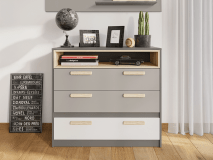 Commode PIKA 3 tiroirs blanc/gris clair