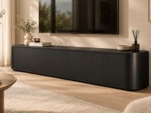 Meuble tv-hifi PRINCETON 1 porte battante 140 cm arrondi noir