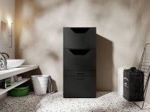 Armoire linge WASHING 2 portes 2 tiroirs noir