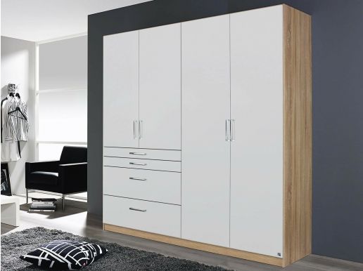 Armoire HARBOR 4 portes 4 tiroirs sonoma/blanc sans miroir