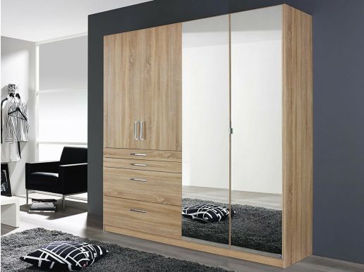 Armoire HARBOR 4 portes 4 tiroirs sonoma avec miroir