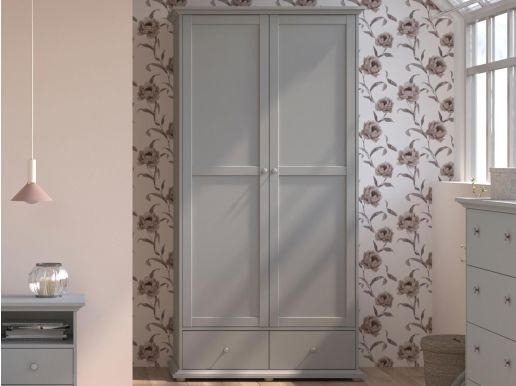 Armoire MARGARET 2 portes 2 tiroirs gris