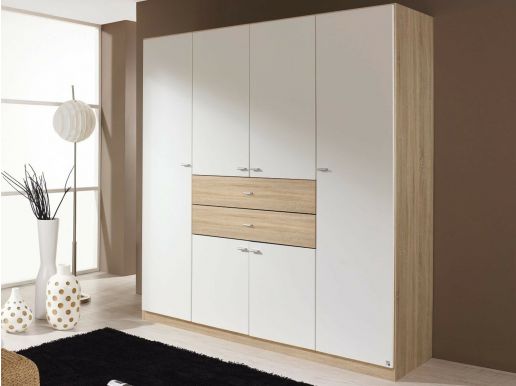 Armoire LANGEMARK 6 portes 2 tiroirs blanc//sonoma