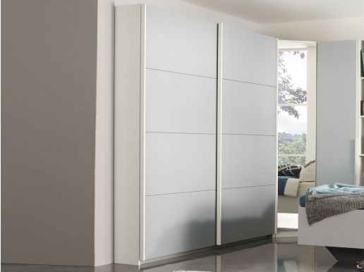 Armoire ELVIS 2 portes coulissantes 181 cm gris soie/blanc sans miroir