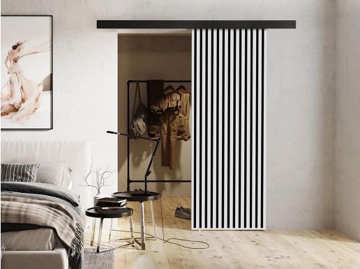Porte coulissante BOXO 76 cm blanc/noir