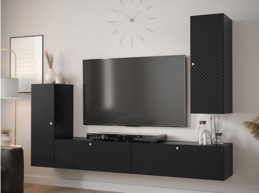 Mur tv-hifi WALLY 4 portes noir