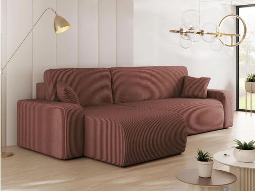Canapé lit MOZART avec méridienne gauche rose