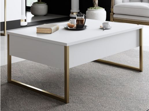 Table basse LUXANA 90 cm blanc/doré