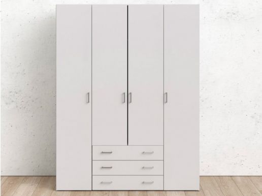 Armoire SPACIO 4 portes 3 tiroirs blanc