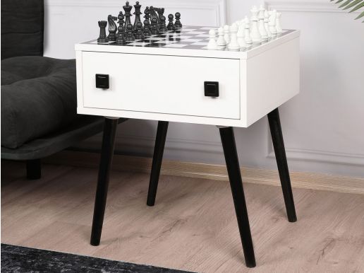 Table d'échecs KING 1 tiroir blanc/noir