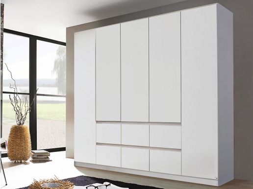 Armoire MALIS 5 portes 6 tiroirs blanc alpin sans miroir