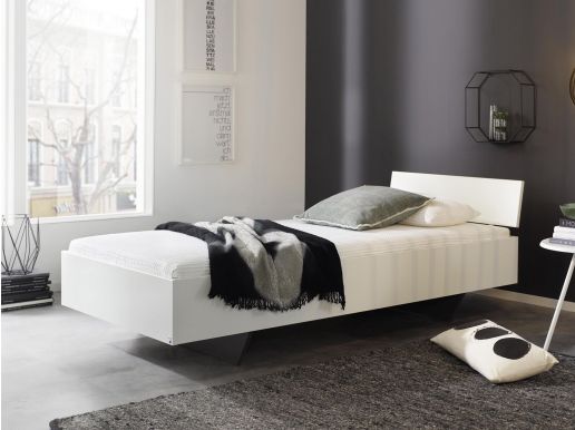 Lit IXANA 90x200 cm blanc alpin avec tête de lit