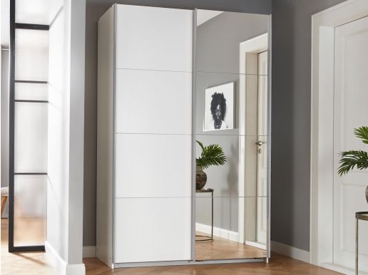 Armoire TAPAS 2 portes 136 cm blanc avec miroir