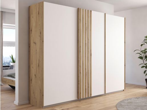 Armoire MOSBEKO 3 portes coulissantes 271 cm chêne artisan/blanc