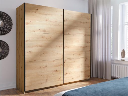 Armoire ARSENIC 2 portes 151 cm chêne artisan sans miroir