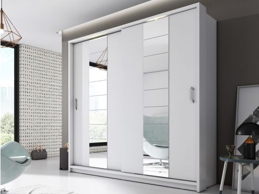 Armoire ARTUNA 2 portes coulissantes blanc avec miroir