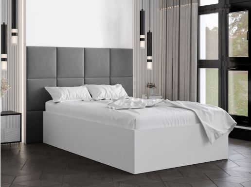 Lit BELINI 120x200 cm blanc avec tête de lit gris