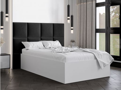 Lit BELINI 120x200 cm blanc avec tête de lit noir