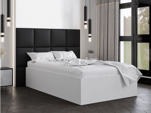 Lit BELINI DELUXE 120x200 cm blanc avec tête de lit noir