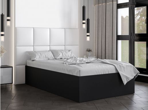 Lit BELINI DELUXE 120x200 cm noir avec tête de lit blanc