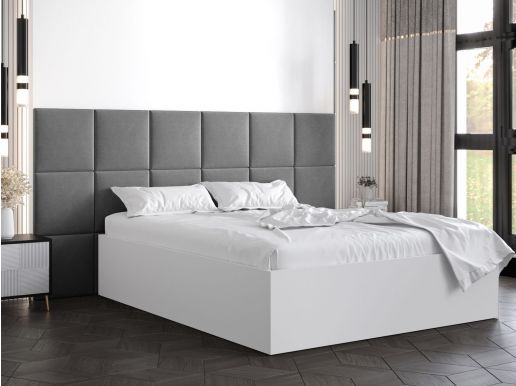 Lit BELINI 140x200 cm blanc avec tête de lit gris