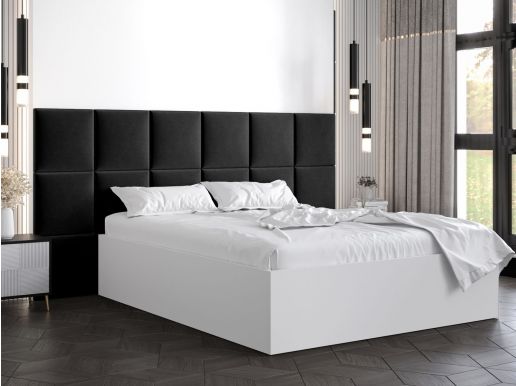 Lit BELINI 140x200 cm blanc avec tête de lit noir